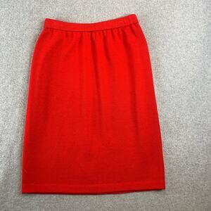 St John Collection Skirt Womens 10 Red High Rise Knee Length Pull On Luxury Knit